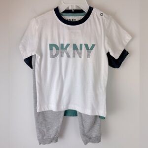 DKNY Baby Boy 3-Piece Matching Set Pants & 2 Shirts | Size 24 Months